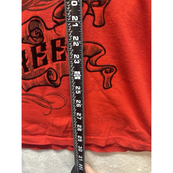MMA Elite Tshirt Revolution “Live Free” Y2K Goth Sz 2XL Red Fleur De Lis Cross - Picture 6 of 14